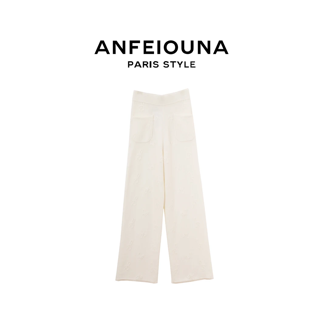 2025新款高级垂坠感休闲宽松阔腿针织裤女士1486