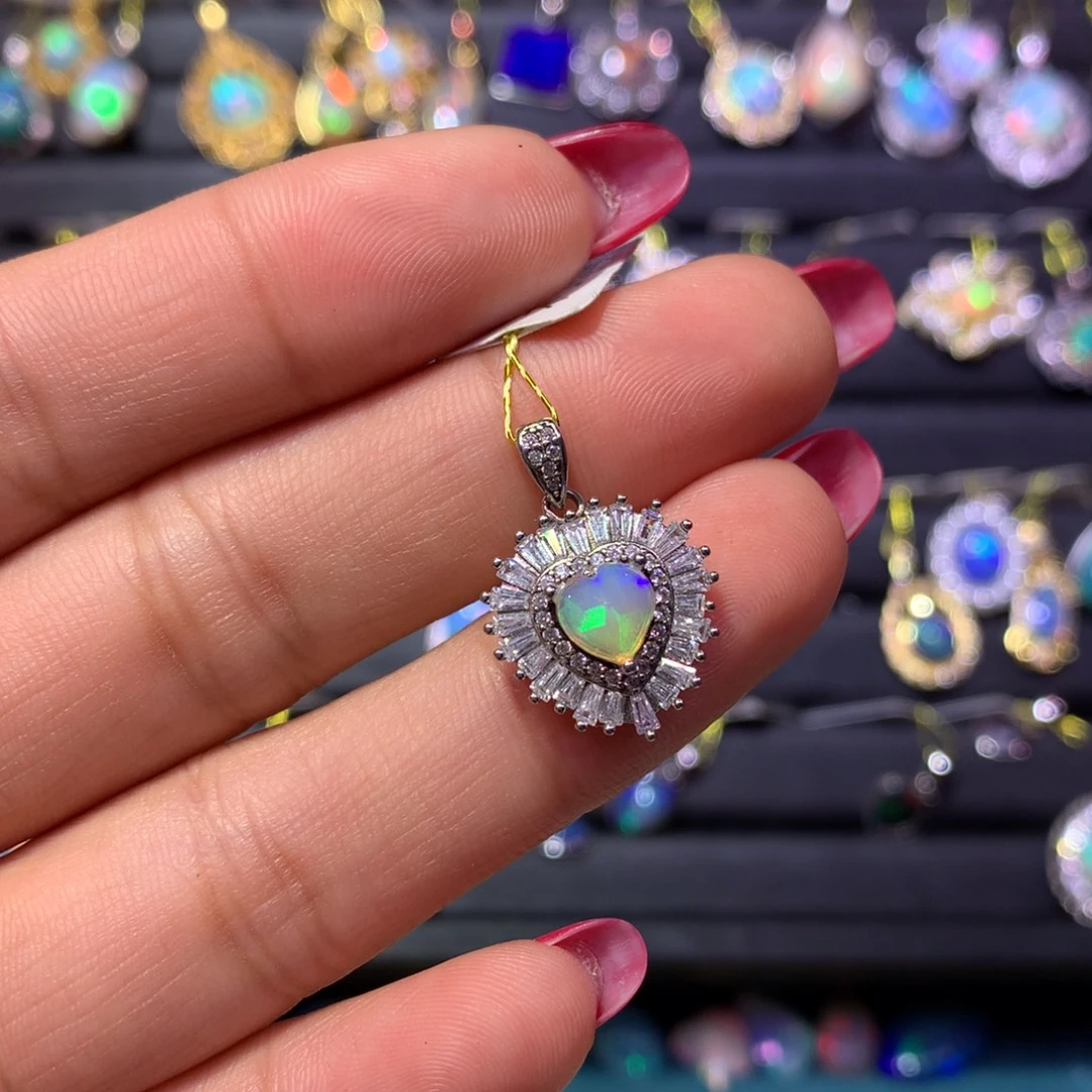 欧泊银S925镶嵌吊坠款