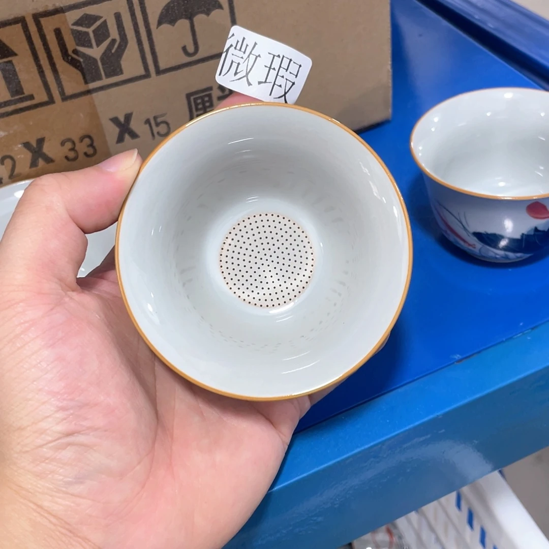 釉下手绘茶具微瑕