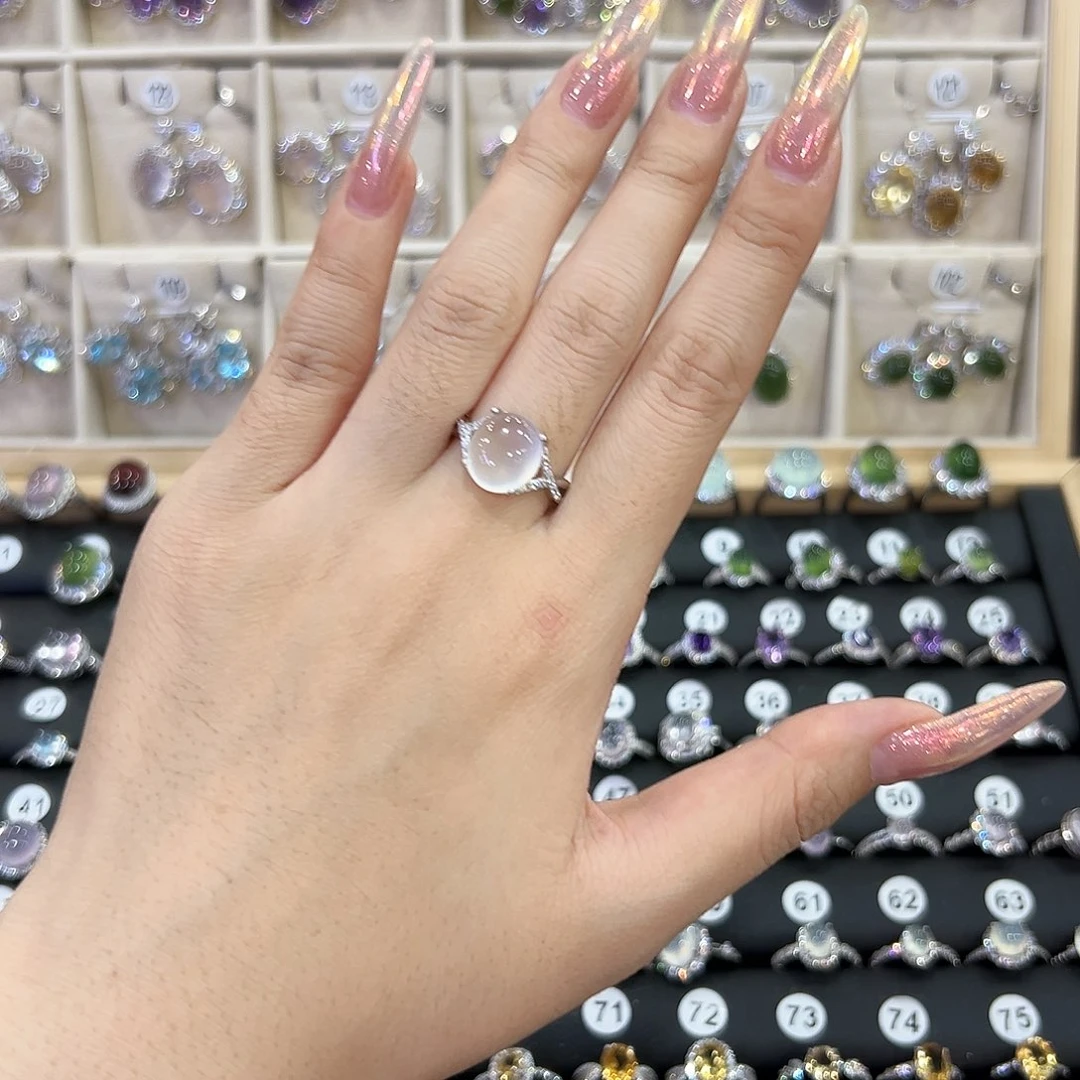 蛇纹石玉银S925镶嵌戒指