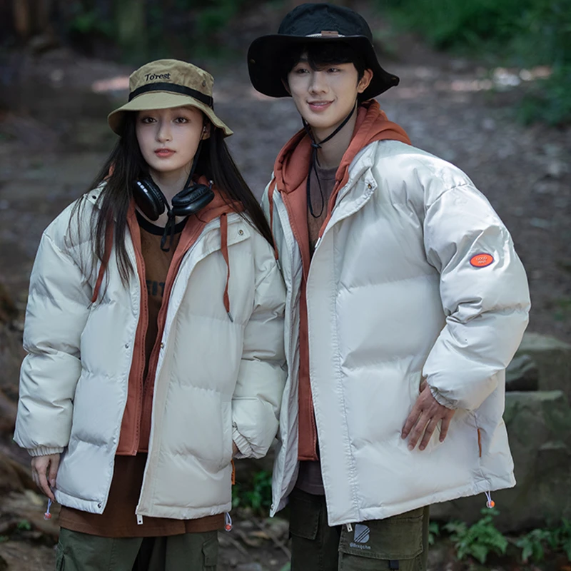 冬季棉服男女同款连帽宽松立领保暖面夹俩件6677