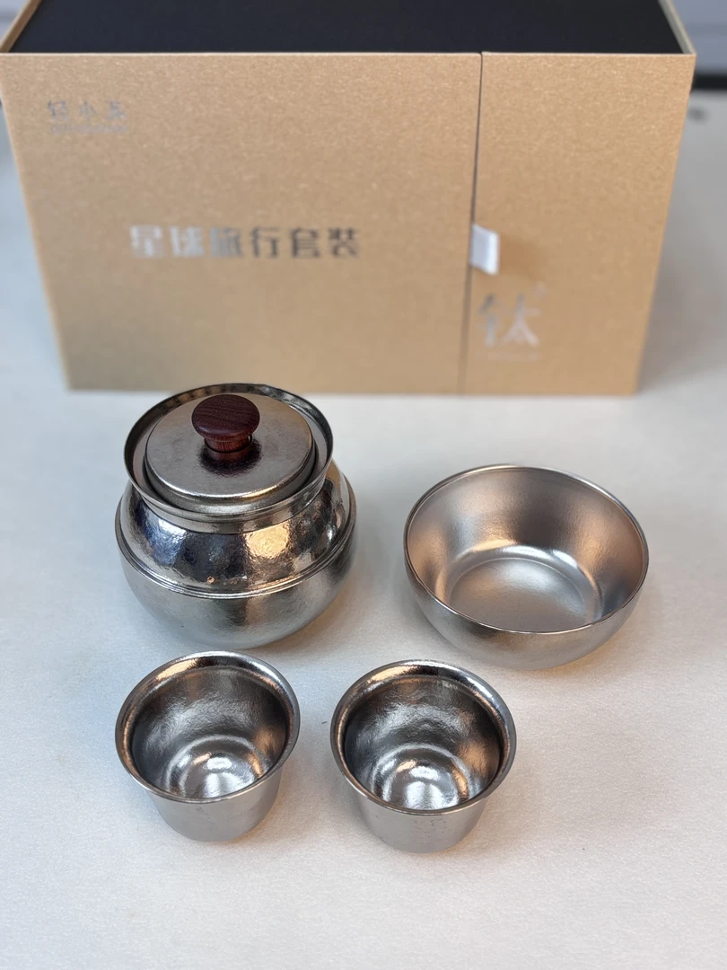 纯钛星球泡茶器260ML双层纯钛泡茶器套装家用户外旅行泡茶器套装