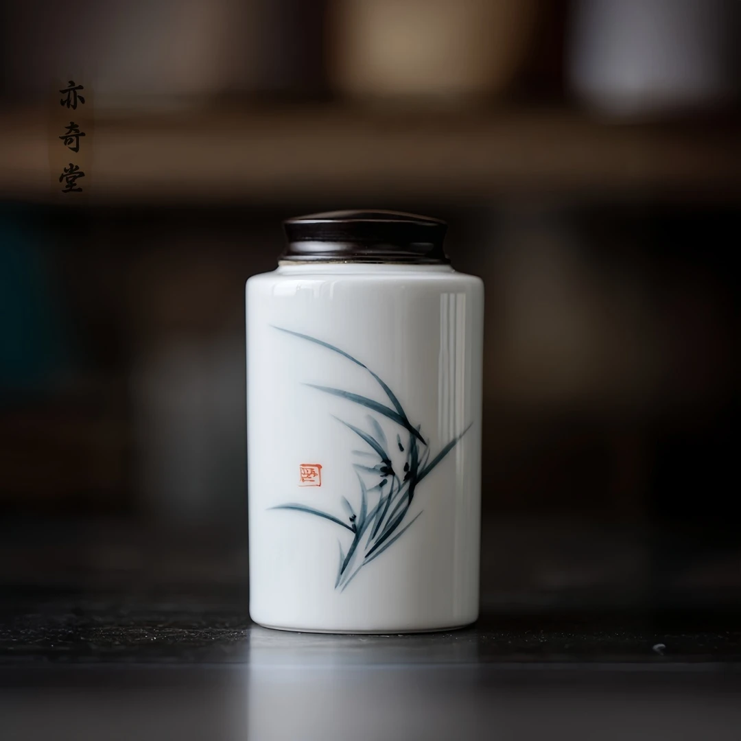 纯手工家用茶叶罐陶瓷收纳罐储茶罐白瓷茶道泡茶茶具茶器中式大号
