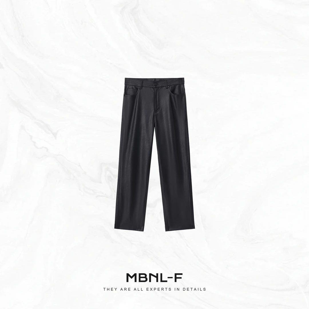 MBNL-F“格雷皮裤” 高定质感时尚极简直筒九分皮裤 秦磊XM-XKZ3075