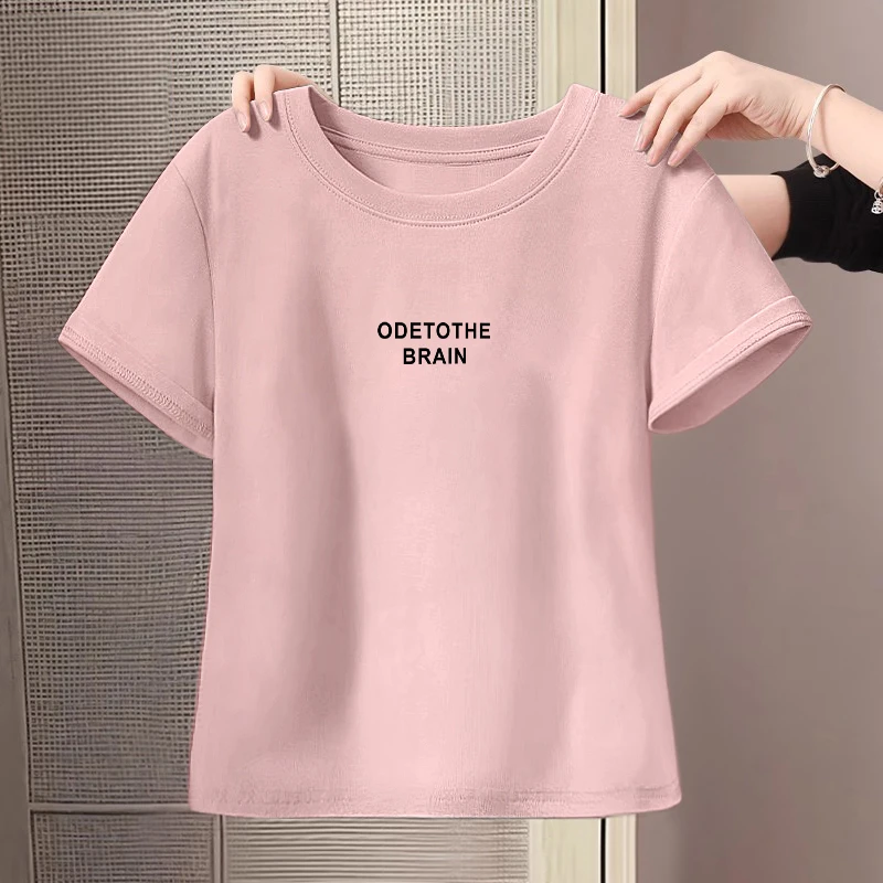 纯棉洋气短袖t恤女夏季2025新款修身短款显瘦上衣字母减龄打底衫