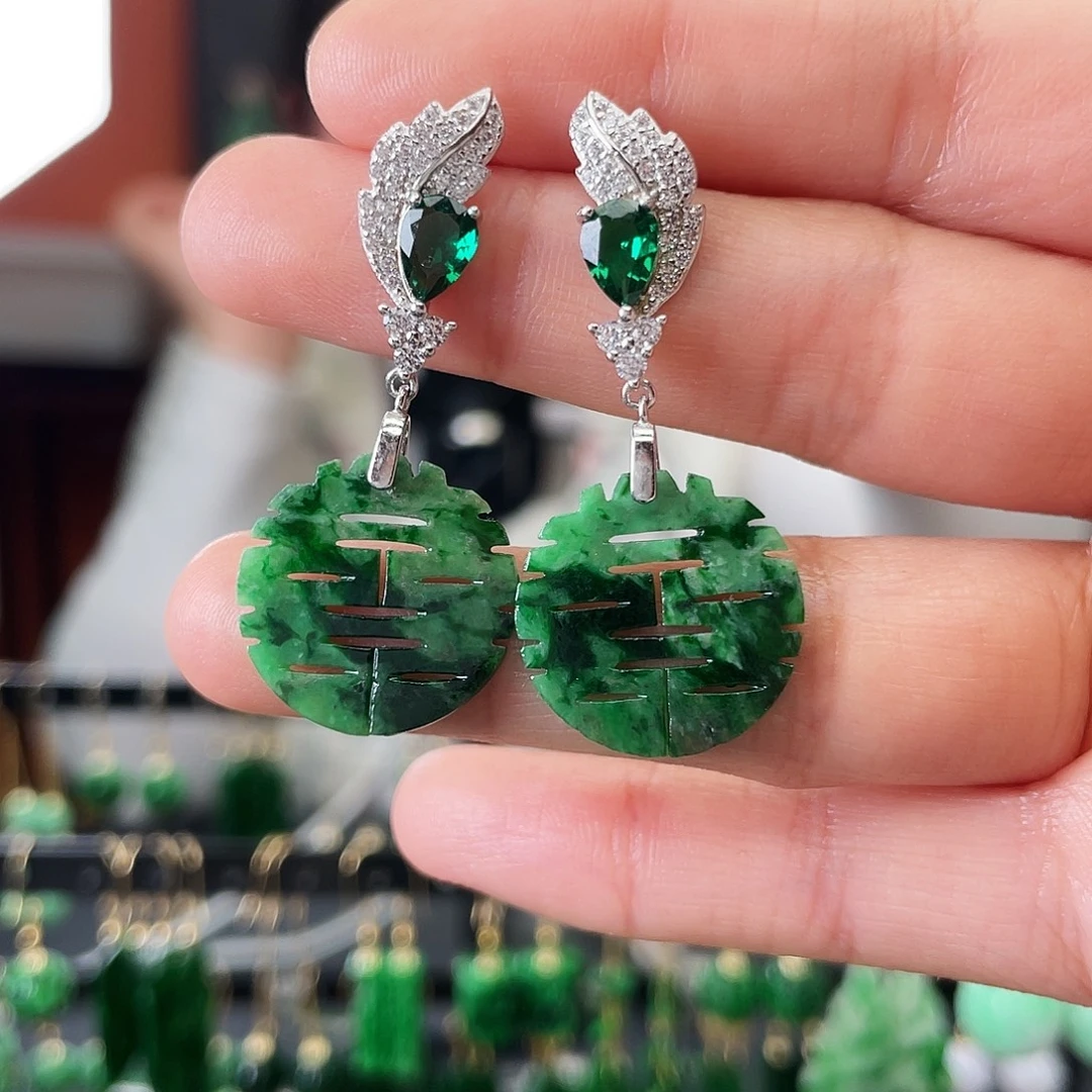 翡翠未镶嵌耳饰饰品