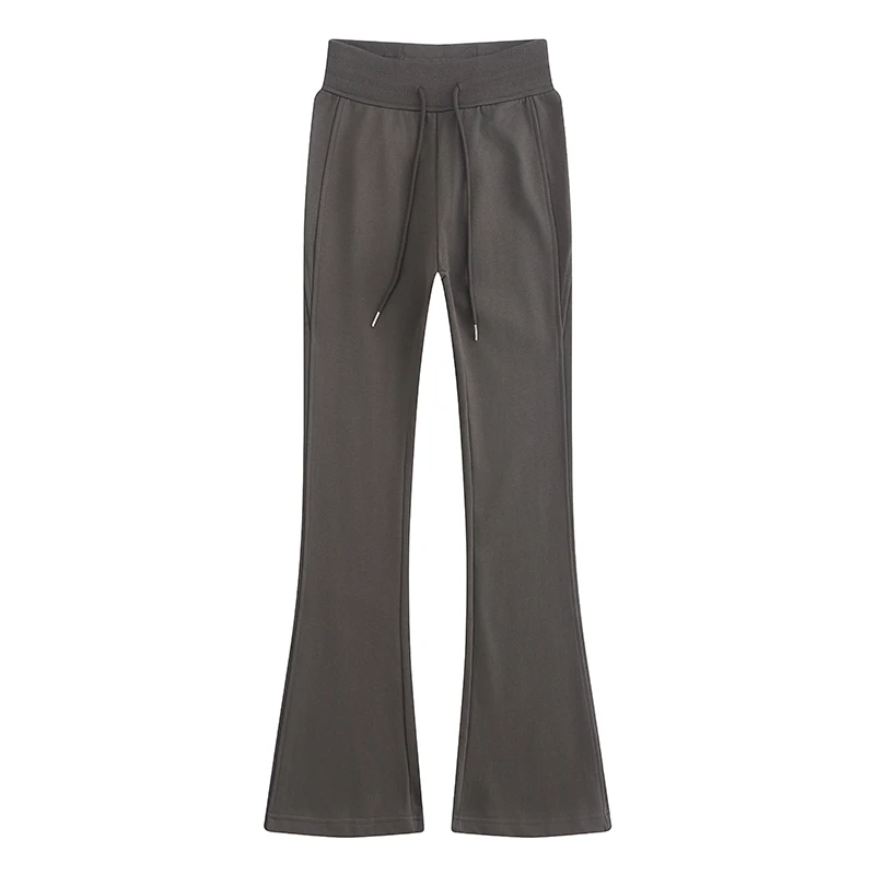 美式复古低腰抽绳喇叭裤女春季2025新款修身显瘦百搭马蹄裤休闲裤