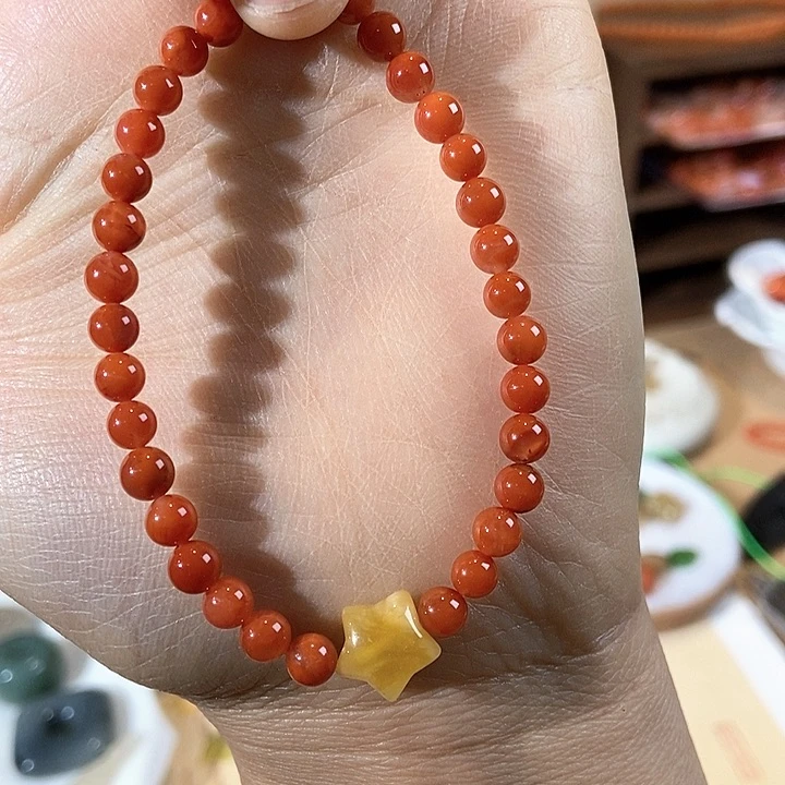 南红玛瑙手链合金串
