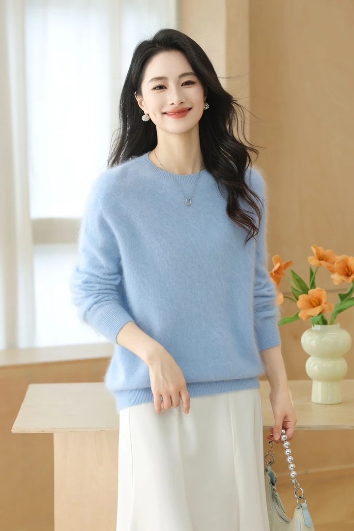 【羊绒奢品】101加厚拉毛绒羊绒衫圆领纯色休闲百搭山羊绒羊绒衫