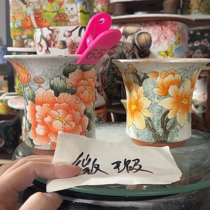 景德镇手绘花盆满38包邮