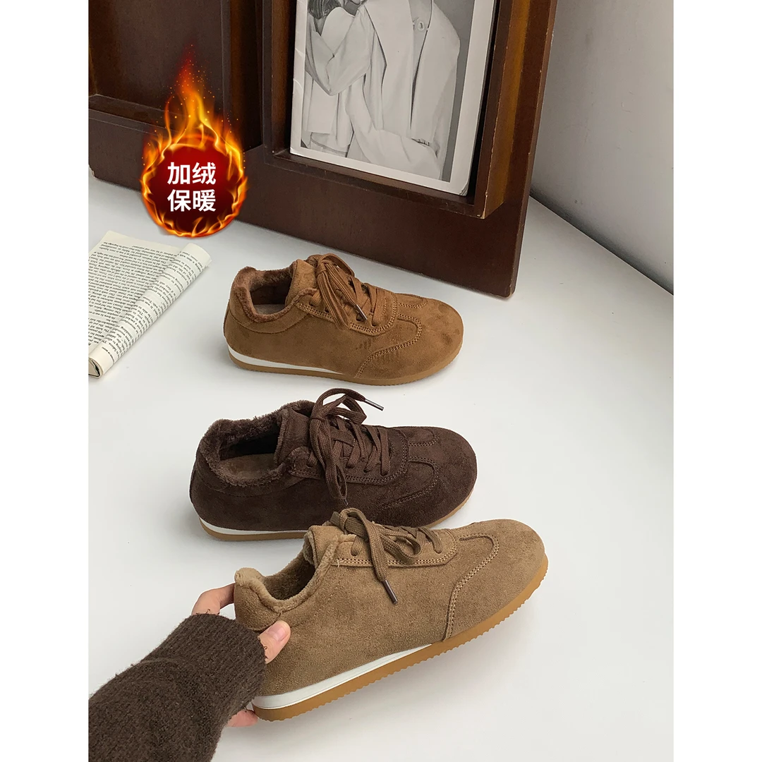 鞋有亿 2025秋冬新款复古加绒厚底阿甘德训鞋女时尚百搭休闲板鞋