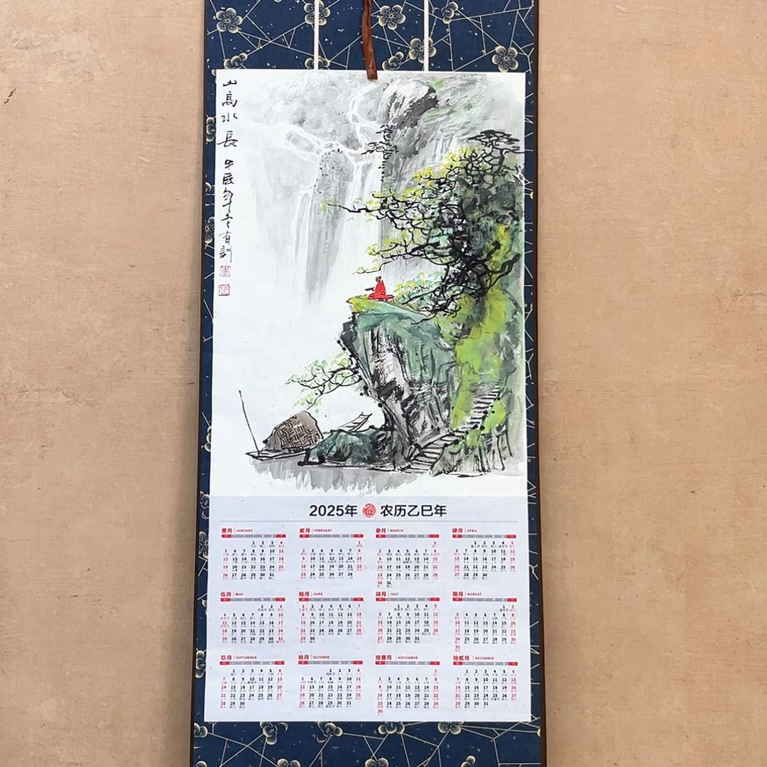 国画手绘国画，重彩山水，李有训，卷轴