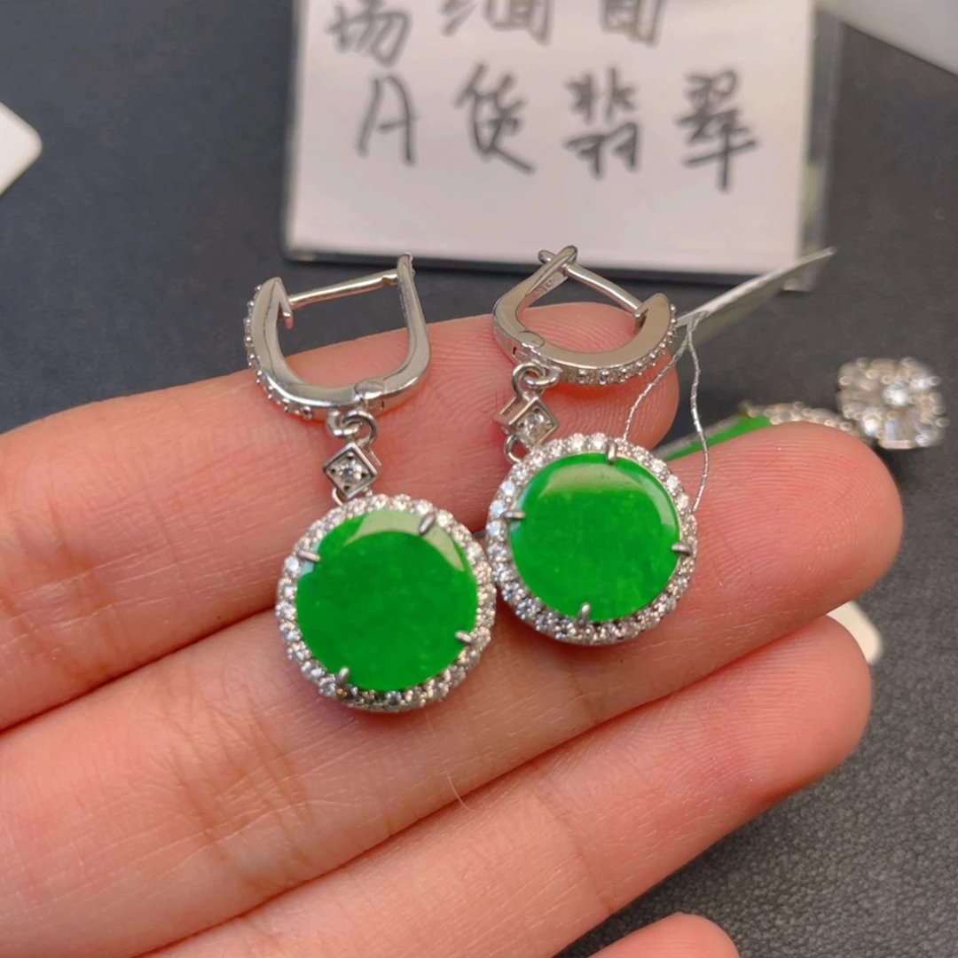 吊坠(不含链)银S925镶嵌翡翠