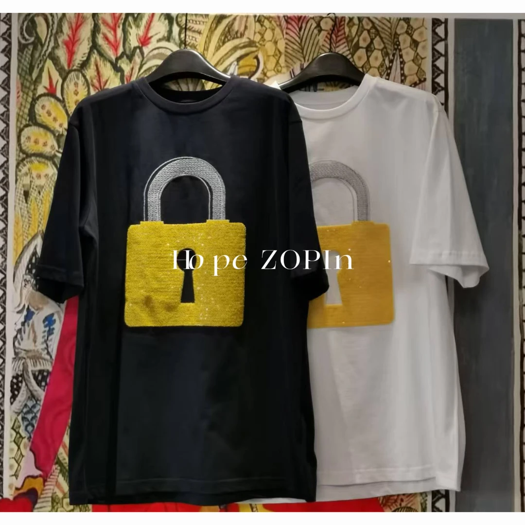 【大G精选】“Lock love” 设计感印花锁纯棉短袖圆领T恤