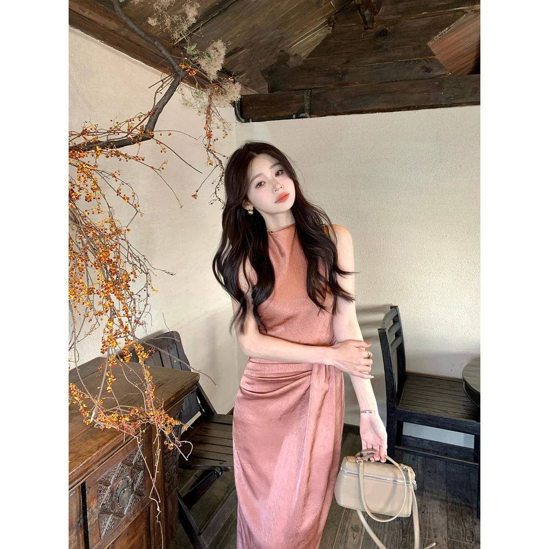 Syeee 伊甸园 两色小荡领连衣裙女春夏修身显瘦法式气质优雅裙子