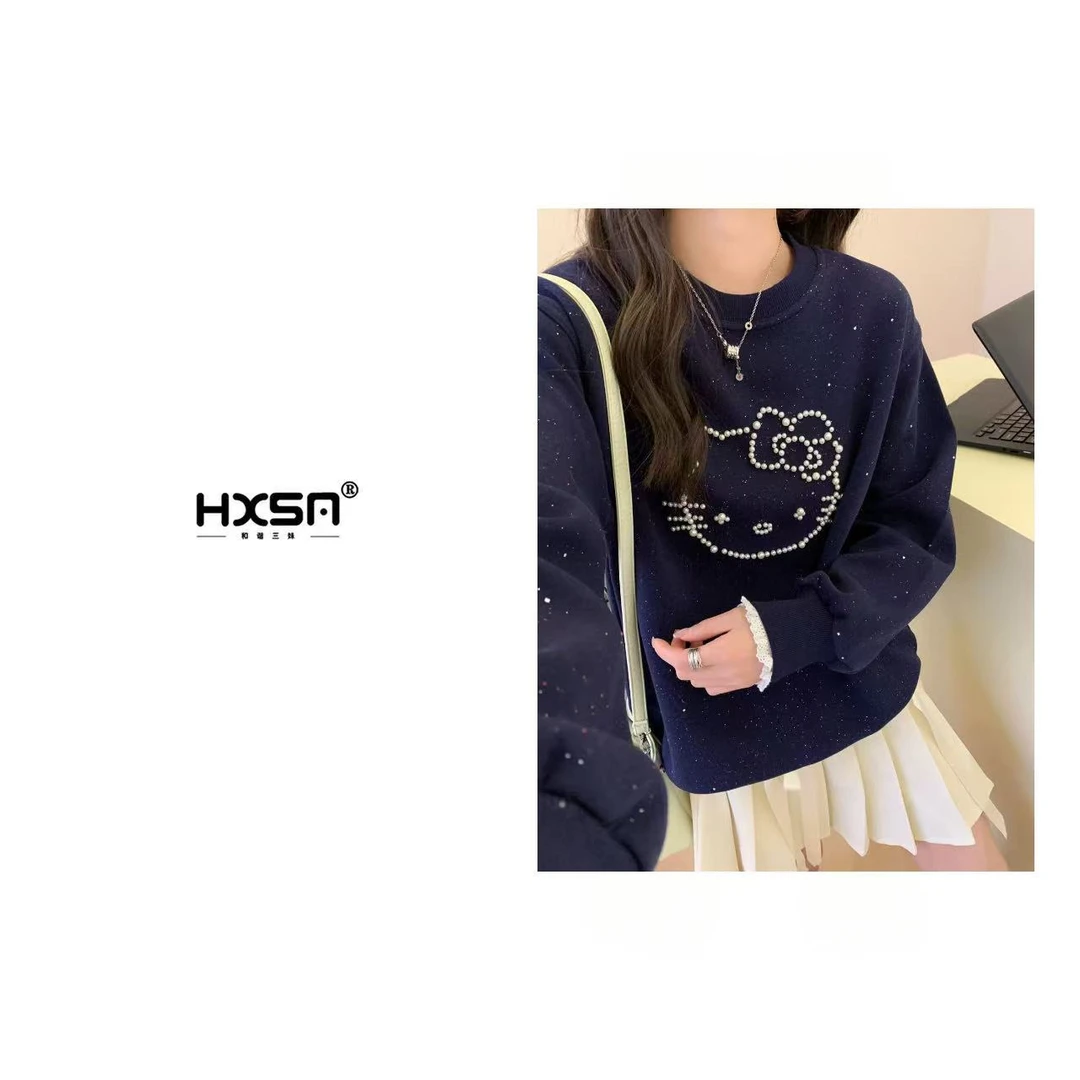 HXSM「串珠凯蒂猫」春减龄款星光圆领卫衣6831