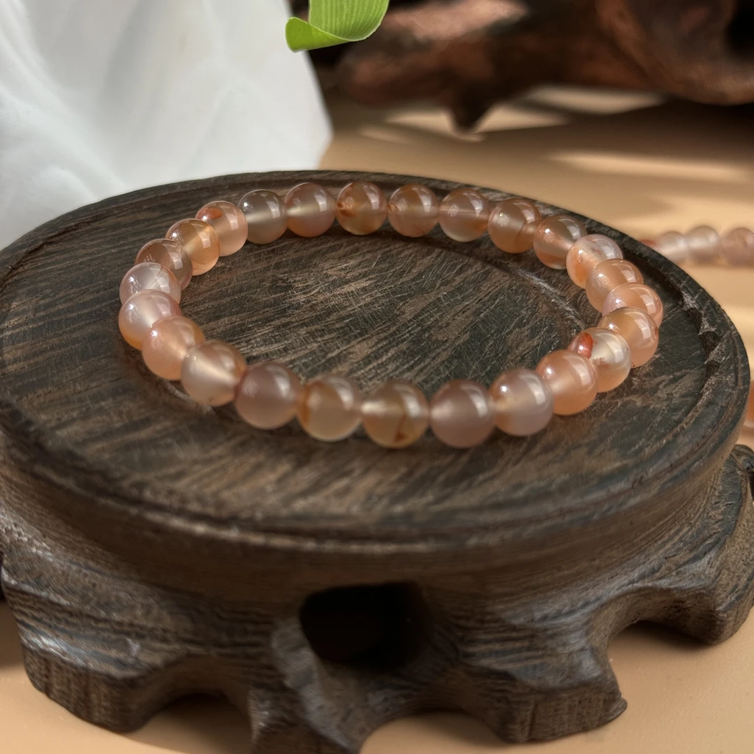 约7mm冰飘南红圆珠手串-2