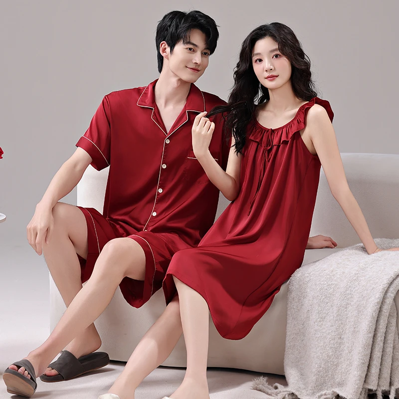 情侣睡衣夏季冰丝吊带甜美睡裙女公主风仿真丝高级感男家居服夏天