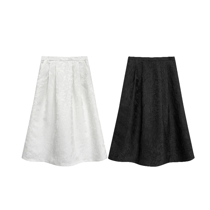 【橙庐】594003原创立体花卉高定提花伞裙 春秋女士A字半裙时尚休闲