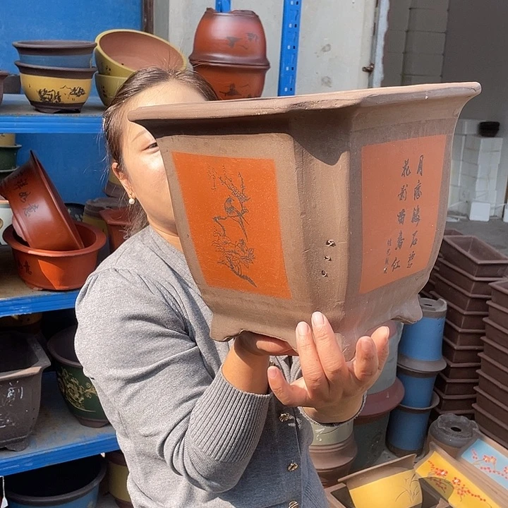 31红切角四方花盆紫砂花盆