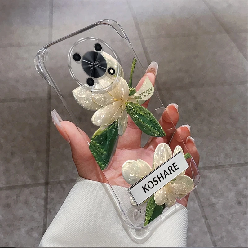 适用于华为畅享50Pro水晶花无边框支架手机壳