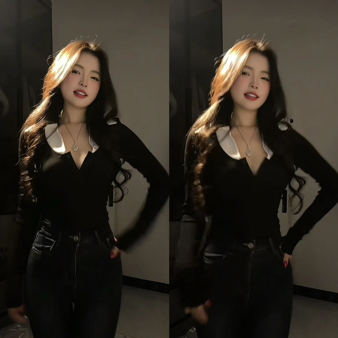 早秋气质高质感穿搭衬衣领假两件针织上衣女辣妹显瘦短款打底衫