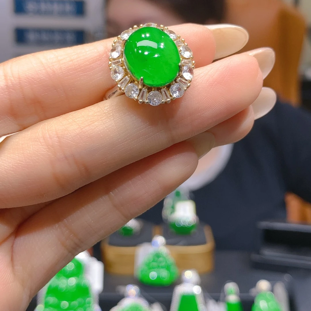 【闪购商品】银S925镶嵌戒指翡翠8柒姐