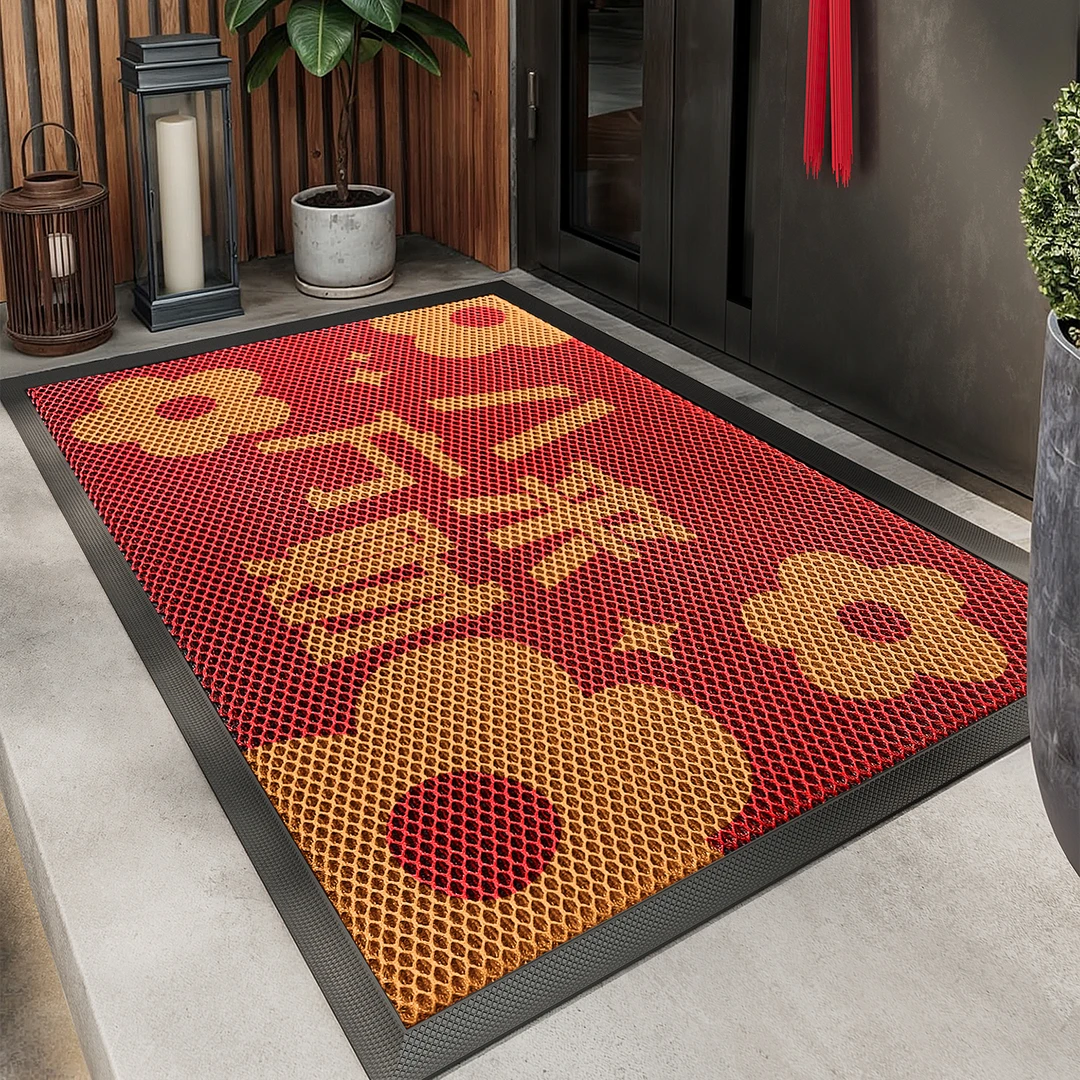 入户门地垫红色喜庆大门口防滑脚垫玄关进门耐脏除尘地毯弹力门垫