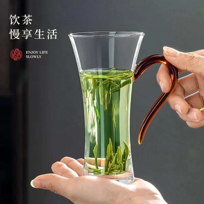 高硼硅小蛮腰耐热玻璃杯加厚耐高温泡茶专用广口喝水杯玻璃茶杯子