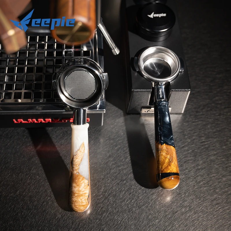 feepie啡派凝界无底手柄胡桃木树脂把手意式咖啡萃取配件58mm适用