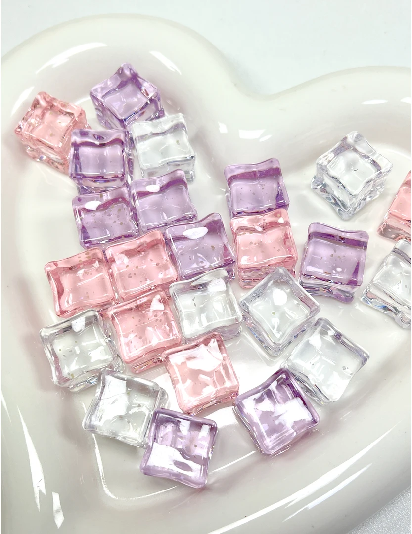 【雾樱透紫】18mm夜光细闪冰块DIY手机支架配件冰块