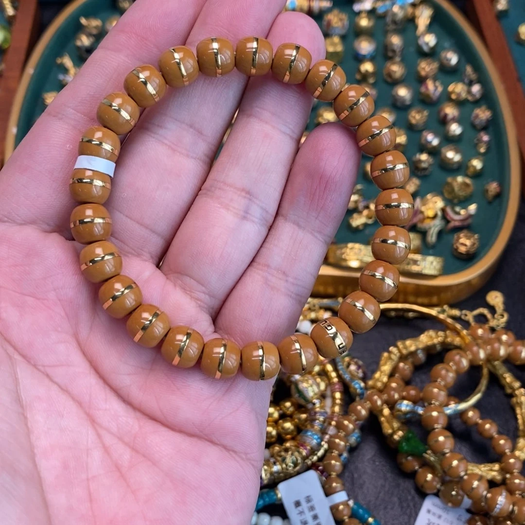 手链足金镶嵌合成（培育）蓝宝石