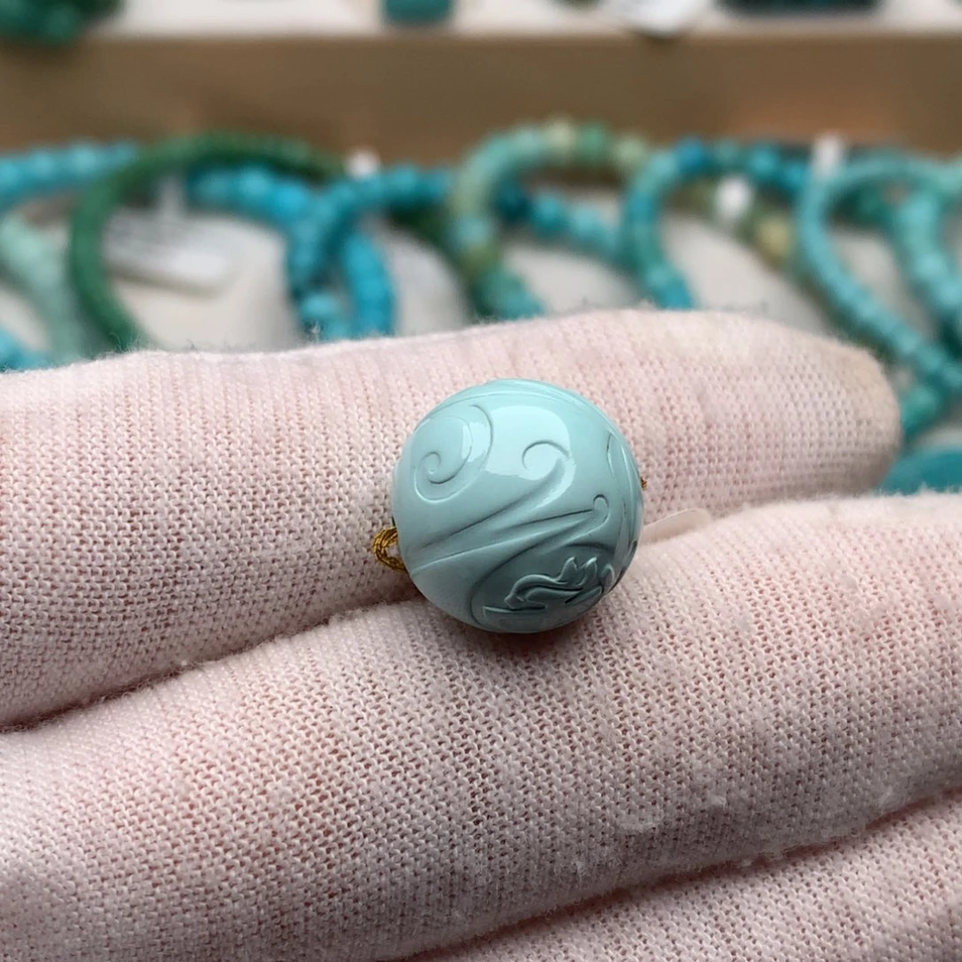 绿松石未镶嵌珠宝奇石14.5mm