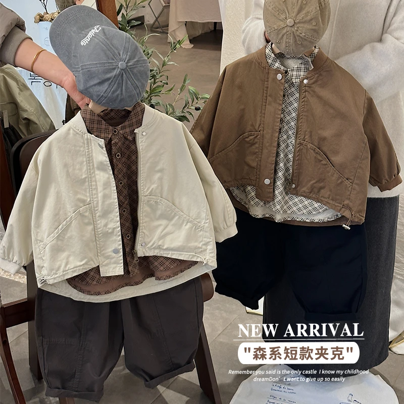 《反季特价》韩版儿童棒球服外套洋气男女童立领夹克休闲上衣WS14