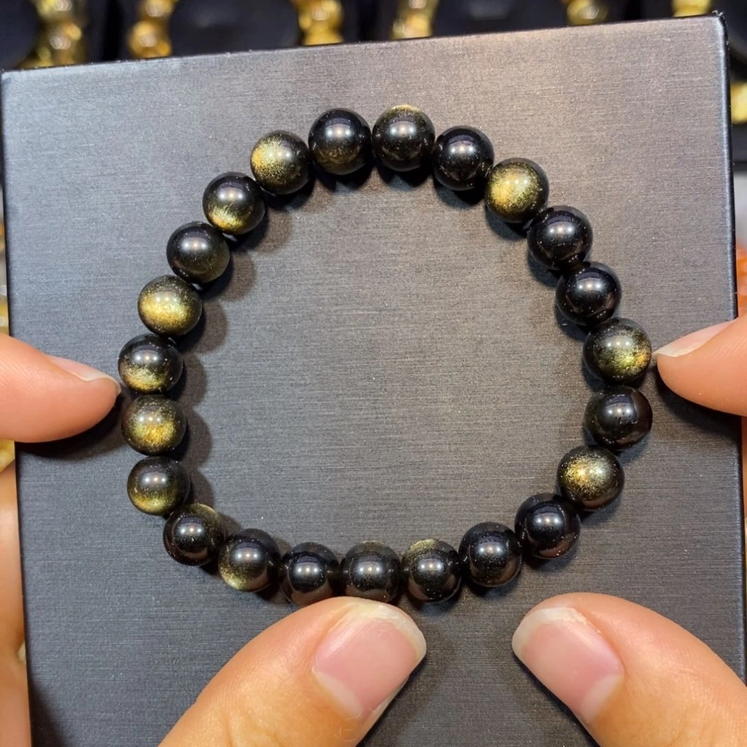 黑曜岩未镶嵌手链金曜石手链8mm 瑾