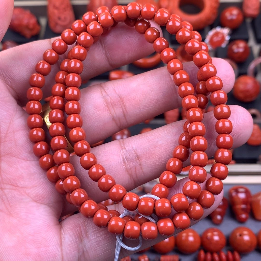南红玛瑙未镶嵌精工老型佛珠5.6