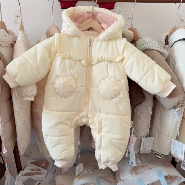 冬季加厚保暖婴儿加厚丝绵连体衣爬服