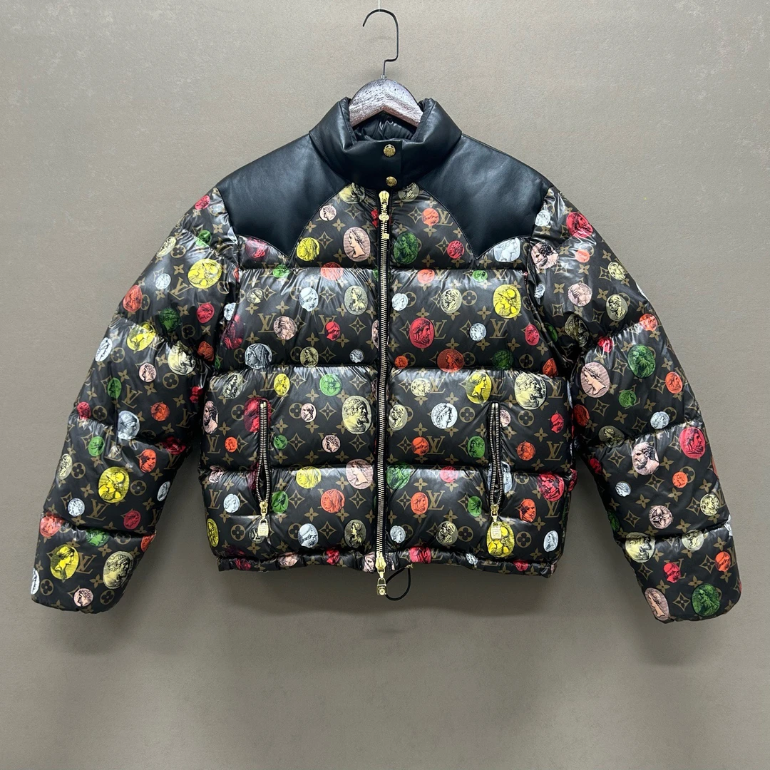 未使用 LouisVuitton/路易威登 老花羊皮领羽绒服 38码 ys001101