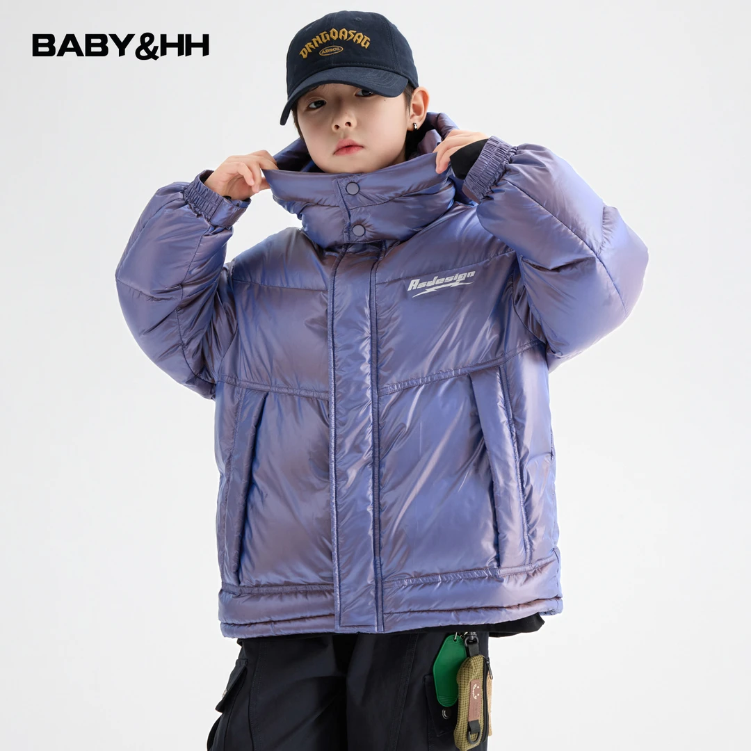 【90安心绒】男童冬装镭射反光三防连帽羽绒服2025新款运动防寒外套
