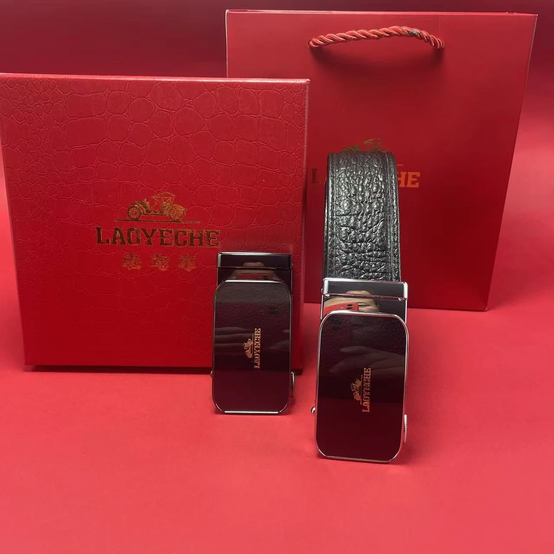 老爷车【拍一发三】外穿》男士自动扣高档百搭商务头层牛皮皮带