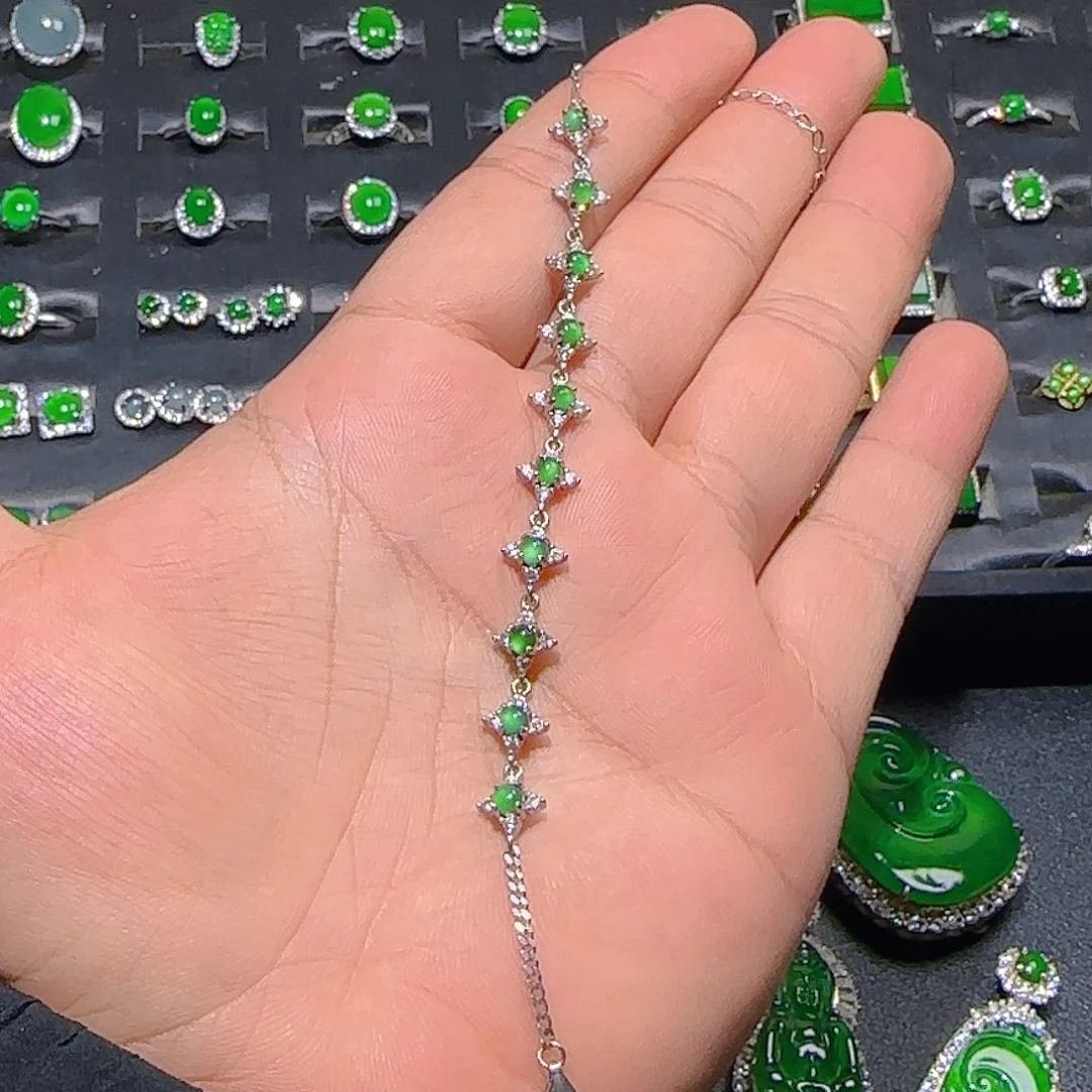 翡翠银S925镶嵌手链