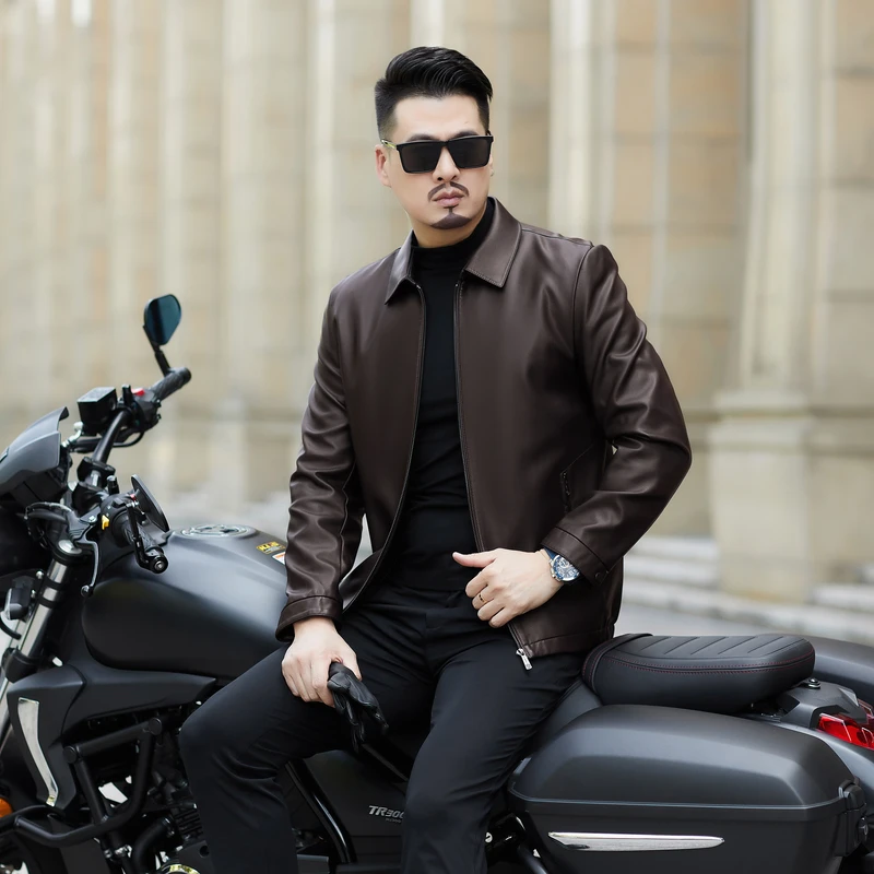 【海宁】男士新款真皮休闲商务百搭高档皮衣春秋外套--3