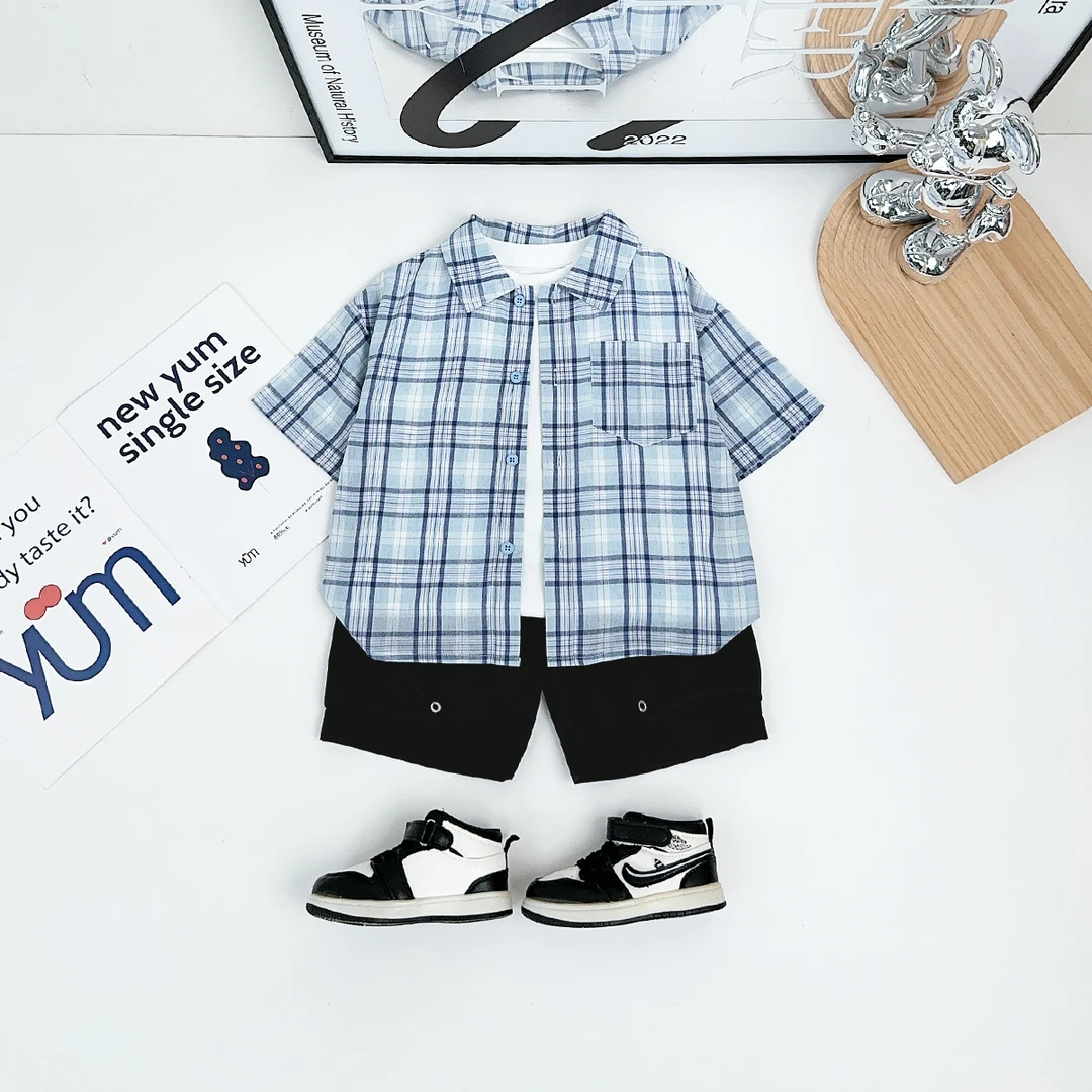 男童短袖衬衫2025新款夏季儿童衬衣宝宝潮牌BQ25557N悠悠童话童装