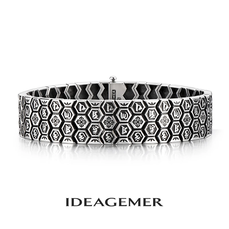 ideagemer 925银手链 链原创个性小众复古潮酷高级感图腾男生