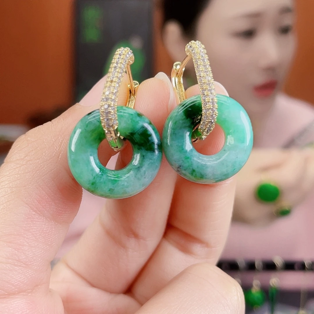 翡翠未镶嵌耳饰饰品