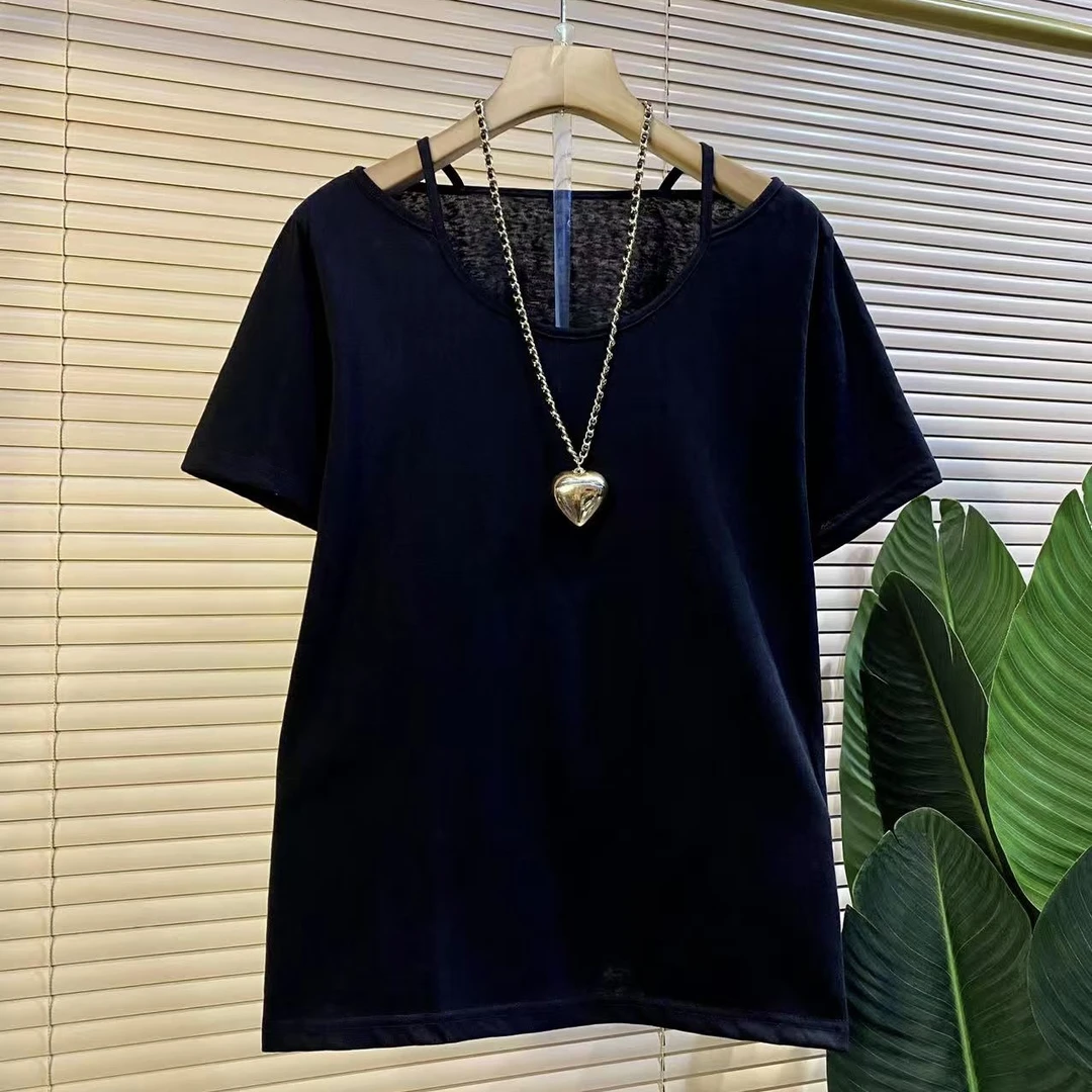 S欧货时尚新款小众设计款洋气显瘦短袖上衣