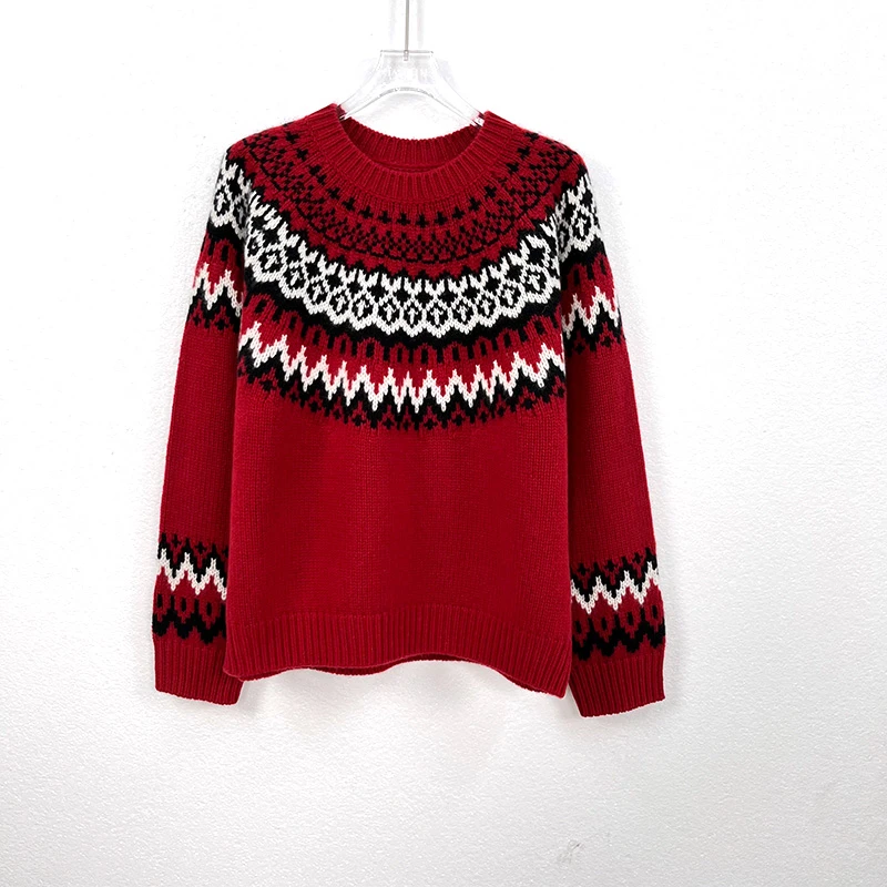 唐绢时尚纯山羊绒针织衫洋气宽松圆领百搭长袖纯色女冬C172631-LP