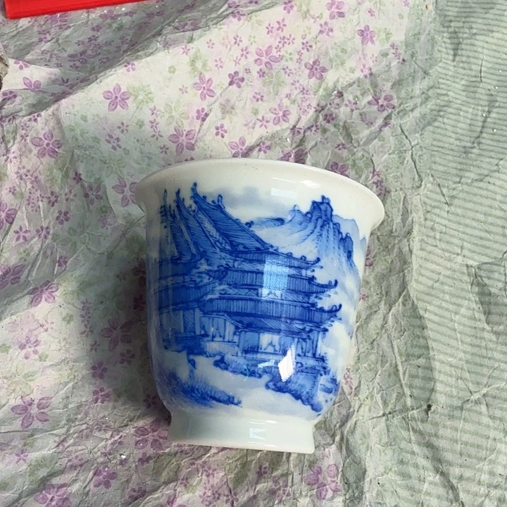 杯子景德镇手工柴窑山水闻香杯