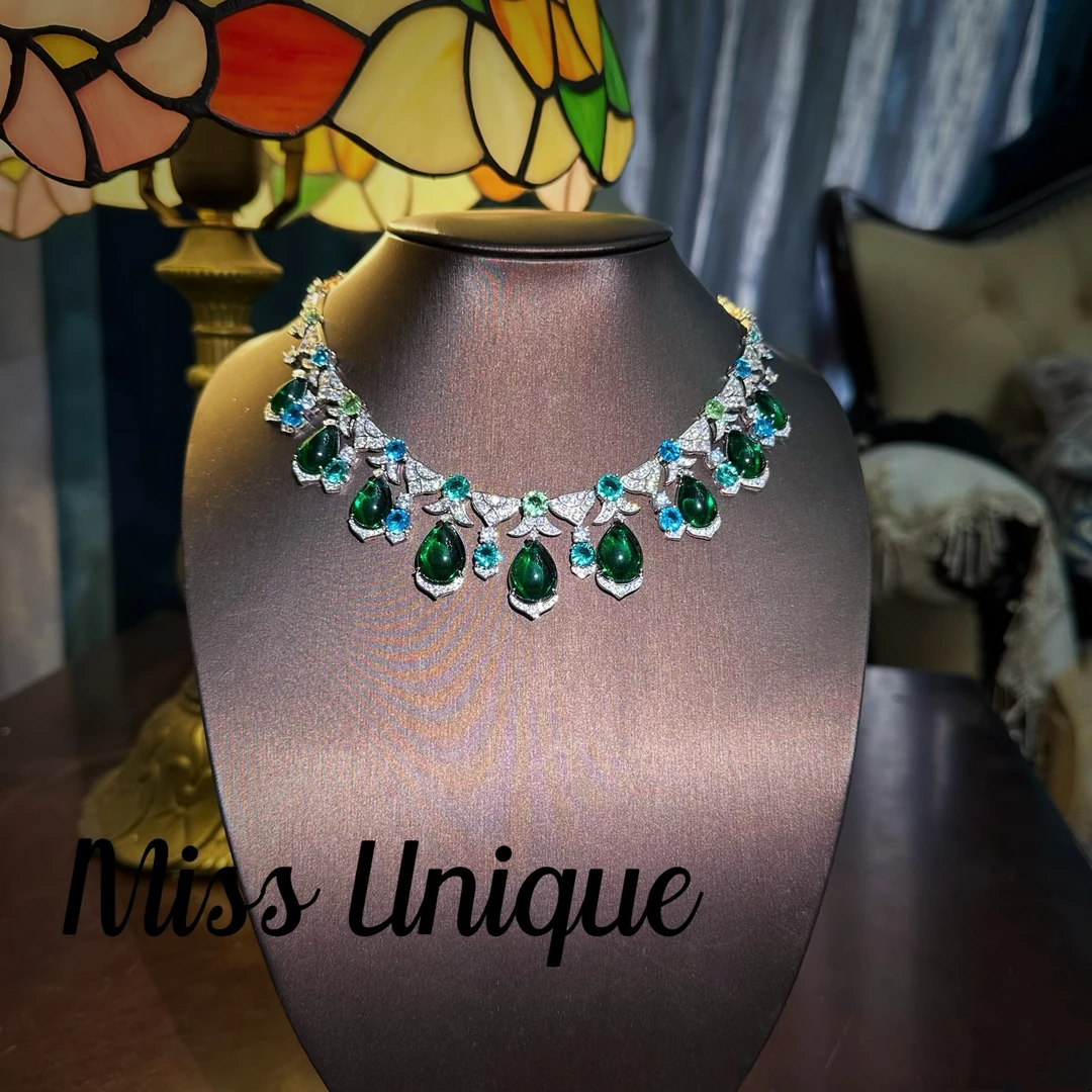 S6557外贸伊甸园系列绿色水滴项链