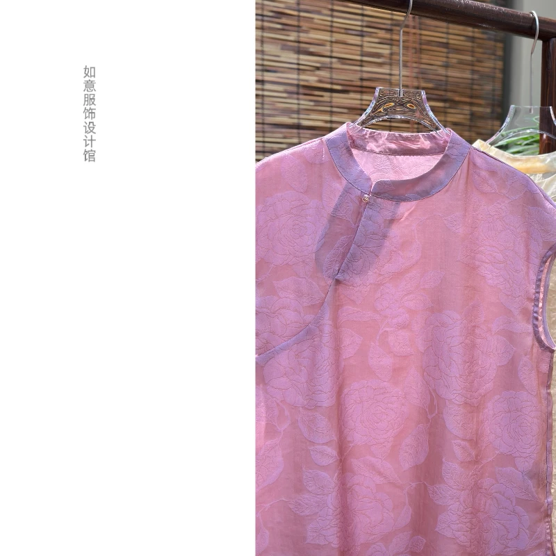 如意馆【星光】新中式圆领宽松闪闪舒适流光感两色衫